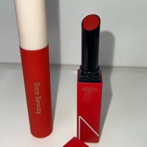 NARS and rare beauty red lip duo